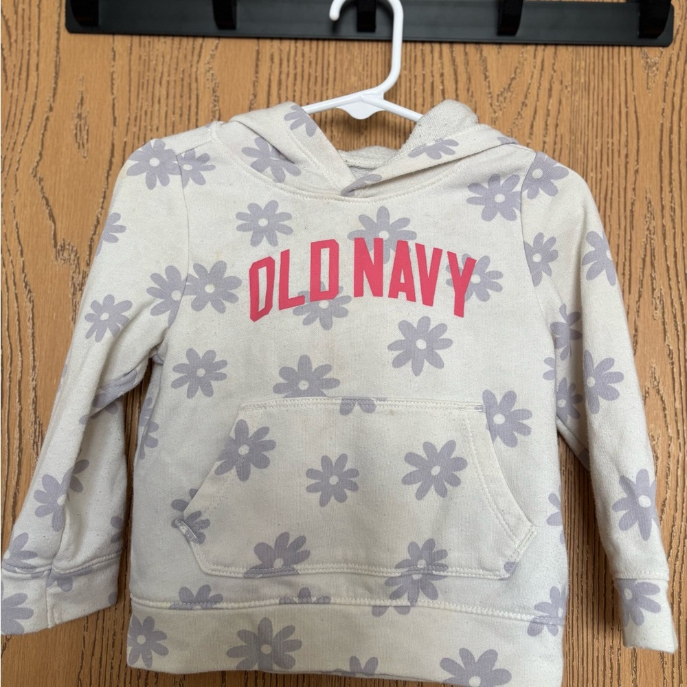 Old Navy Cream Floral Pullover Hoodie 18-24M